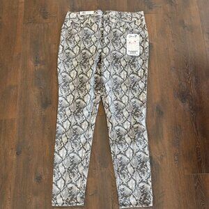 Seven 7 Tummyless High Rise Skinny Jeans Neutral Snake 16 Gray White Slimming NW